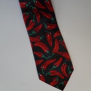 Chili Pepper Red Hot Men's Black Tie
